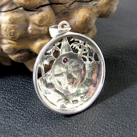 Solid 925 Sterling Silver Summer Sun Face Pendant - Celestial Witchcore Jewelry - Picture 3 of 4